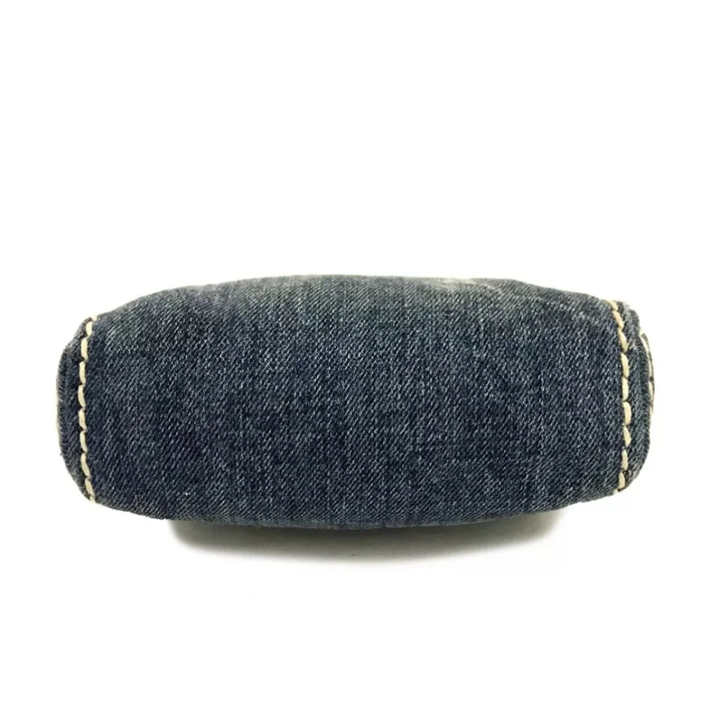 PRADA LOGO PLATE DENIM COSMETIC POUCH BAG BLUE - Picture 5 of 12